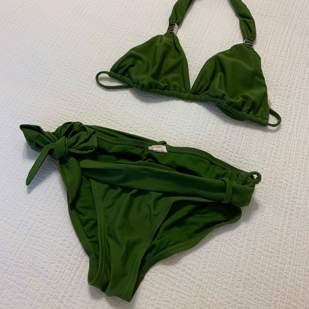dark green belted bikini
